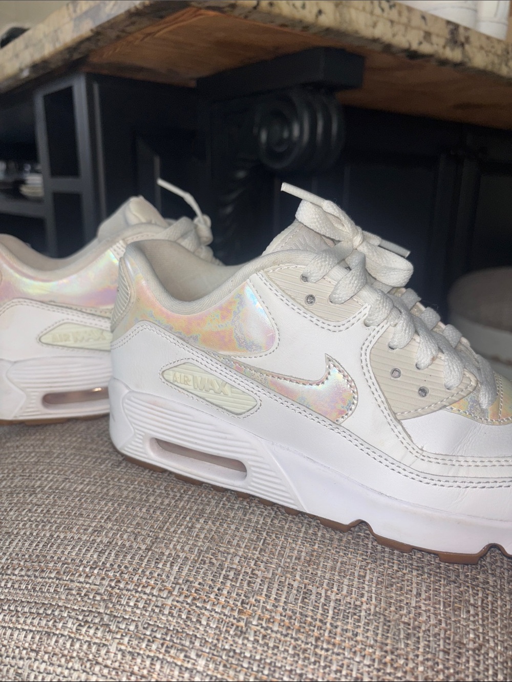 Nike Women's Holographic White Air max 90- women’s 7.5, 6Y